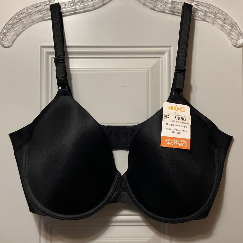 Warner's Black Smooth Full Coverage‎ T-Shirt Bra 40C NWT